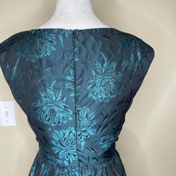 Jessica Howard Women's Metallic Blue Floral Print Jacquard Evening Dress 6P - Picture 4 of 13